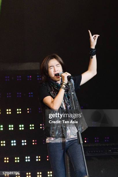 Jang Keun-Suk performs onstage during the 2010 Jang Keun-Suk Asia Tour Final at Korea University Hwa Jung Gymnasium on September 5, 2010 in Seoul,...