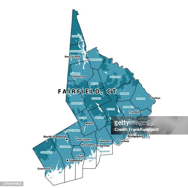 connecticut fairfield county vector map - stamford connecticut stock illustrations