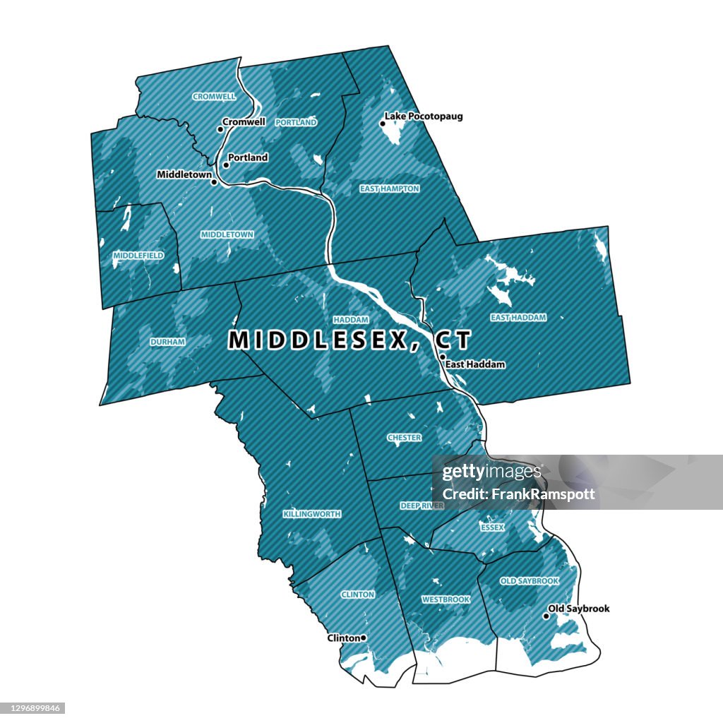 Connecticut Middlesex County Vector Map