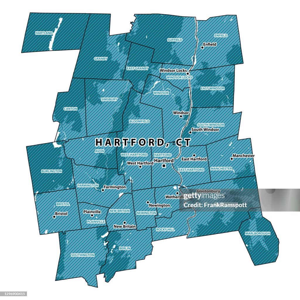 Connecticut Hartford County Vector Map