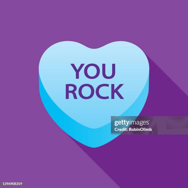 you rock valentine candy heart icon - love heart sweets stock illustrations