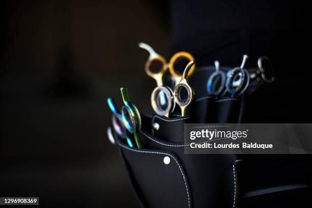 grooming equipment scissors - hairdresser tools stock pictures, royalty-free photos & images