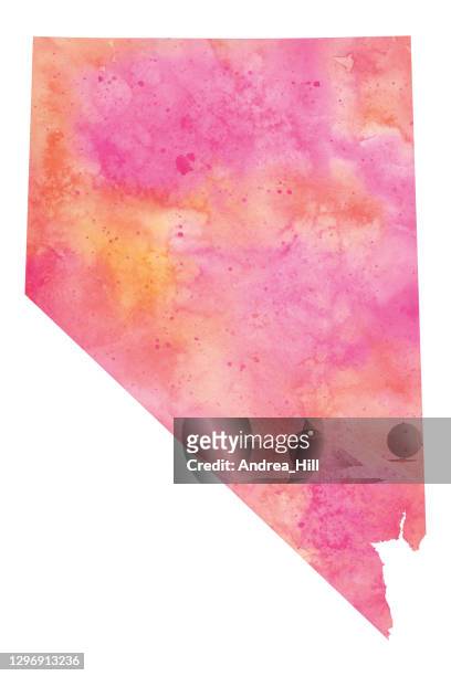 nevada, usa watercolor map raster illustration in pink and coral tones - southern nevada stock illustrations