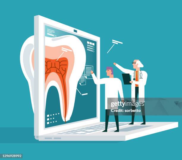 dental care - analyzing - oral care stock illustrations