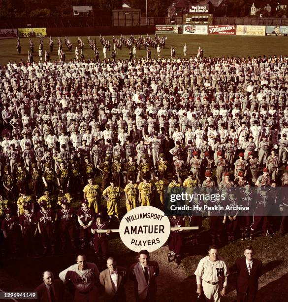 General view of all the Little Leaguers that will play in the Little League World Series circa August, 1960 in Williamsport, Pennsylvania. The Little...