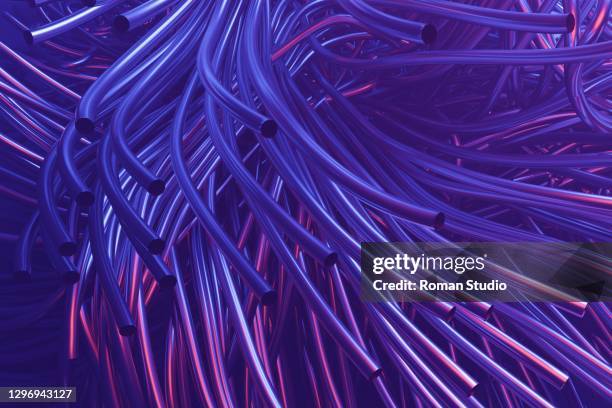 futuristic sci-fi background. metal pipes, shapes, 3d render, abstract network - burst pipes stockfoto's en -beelden