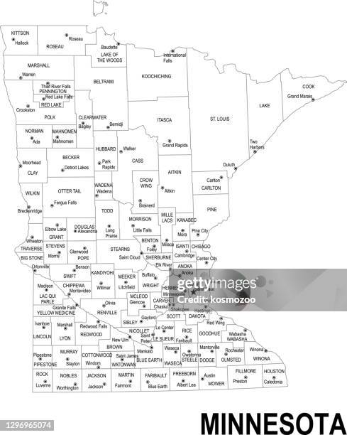 outline map of minnesota - minnesota counties stock illustrations