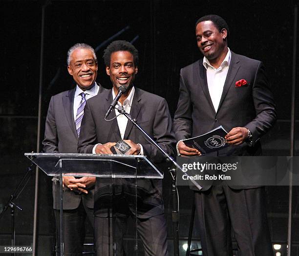Rev. Al Sharpton, Chris Rock and Lamman Rucker attend the 2nd Annual Triumph Awards at the Rose Theater, Jazz at Lincoln Center on October 19, 2011...