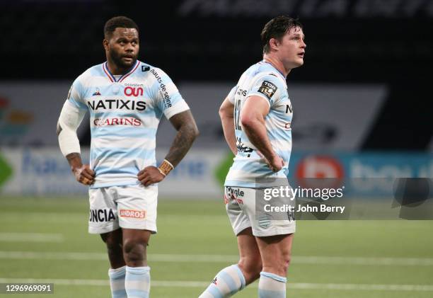 Virimi Vakatawa, Henry Chavancy of Racing 92 during the Top 14 match between Racing 92 and RC Toulon at Paris La Defense Arena on January 17, 2021 in...