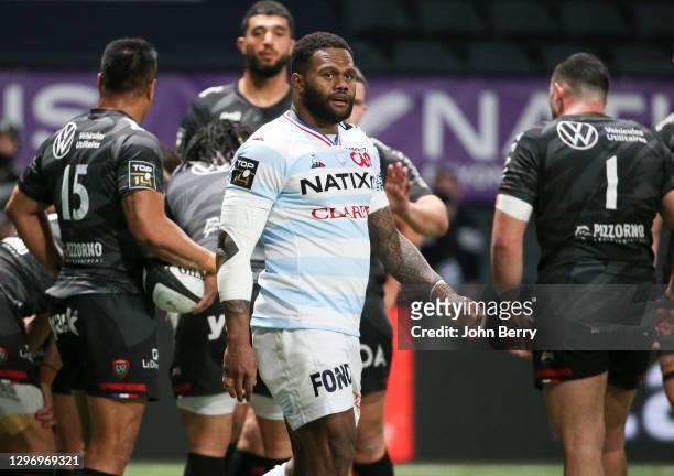 Virimi Vakatawa of Racing 92 during the Top 14 match between Racing 92 and RC Toulon at Paris La Defense Arena on January 17, 2021 in Nanterre near...