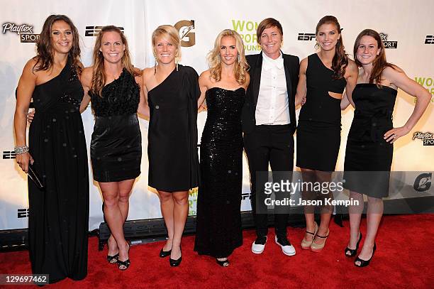 Soccer players Carli Lloyd, Christie Rampone, Lori Lindsey, Heather Mitts, Abby Wambach, Alex Morgan and Heather O'Reilly attend the 32nd Annual...