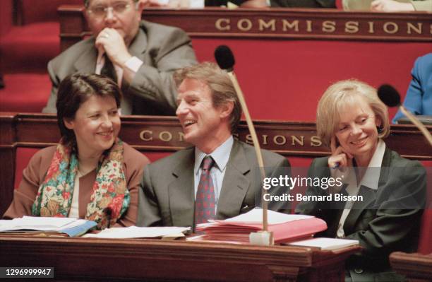 Martine Aubry, Bernard Kouchner & Elisabeth Guigou. In the background, Claude Allegre.