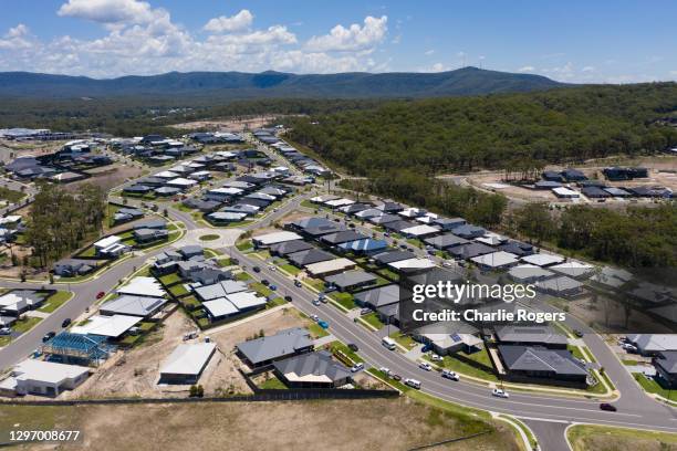 modern suburban residential area - aerial - newcastle new south wales stock-fotos und bilder