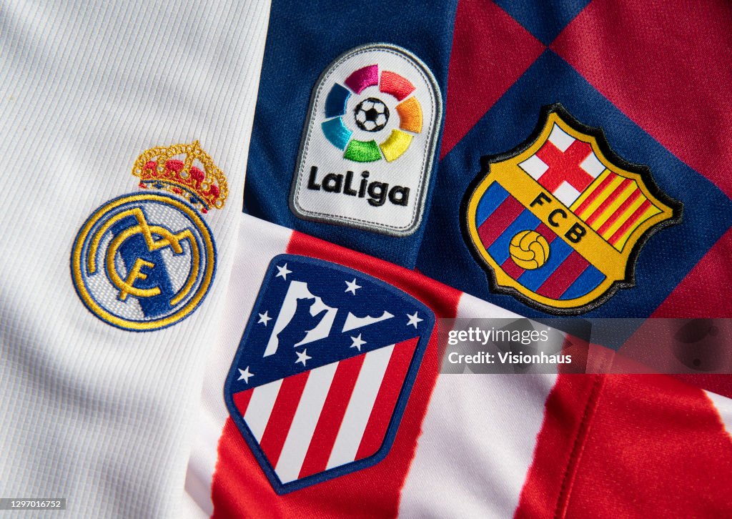 The La Liga Logo with the Real Madrid, Atlético Madrid and FC Barcelona Club Badges