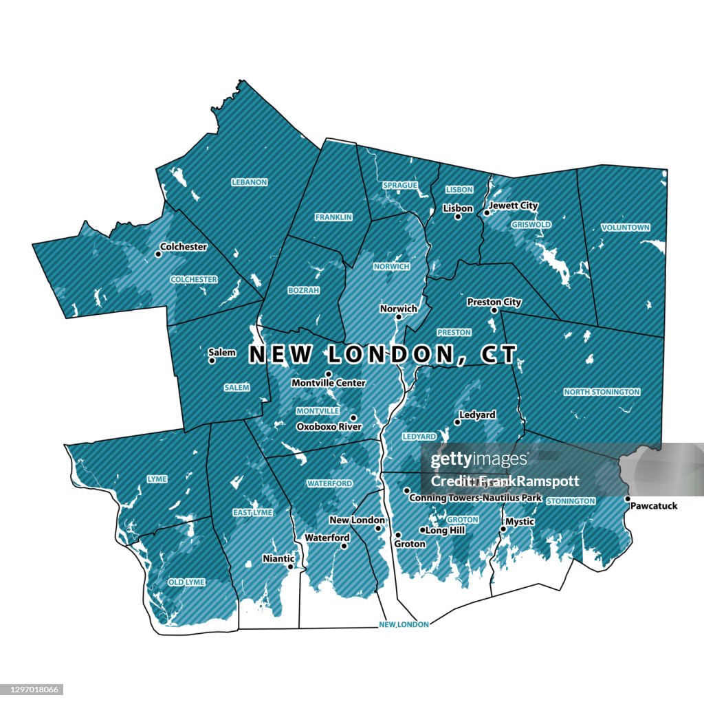 Connecticut New London County Vector Map