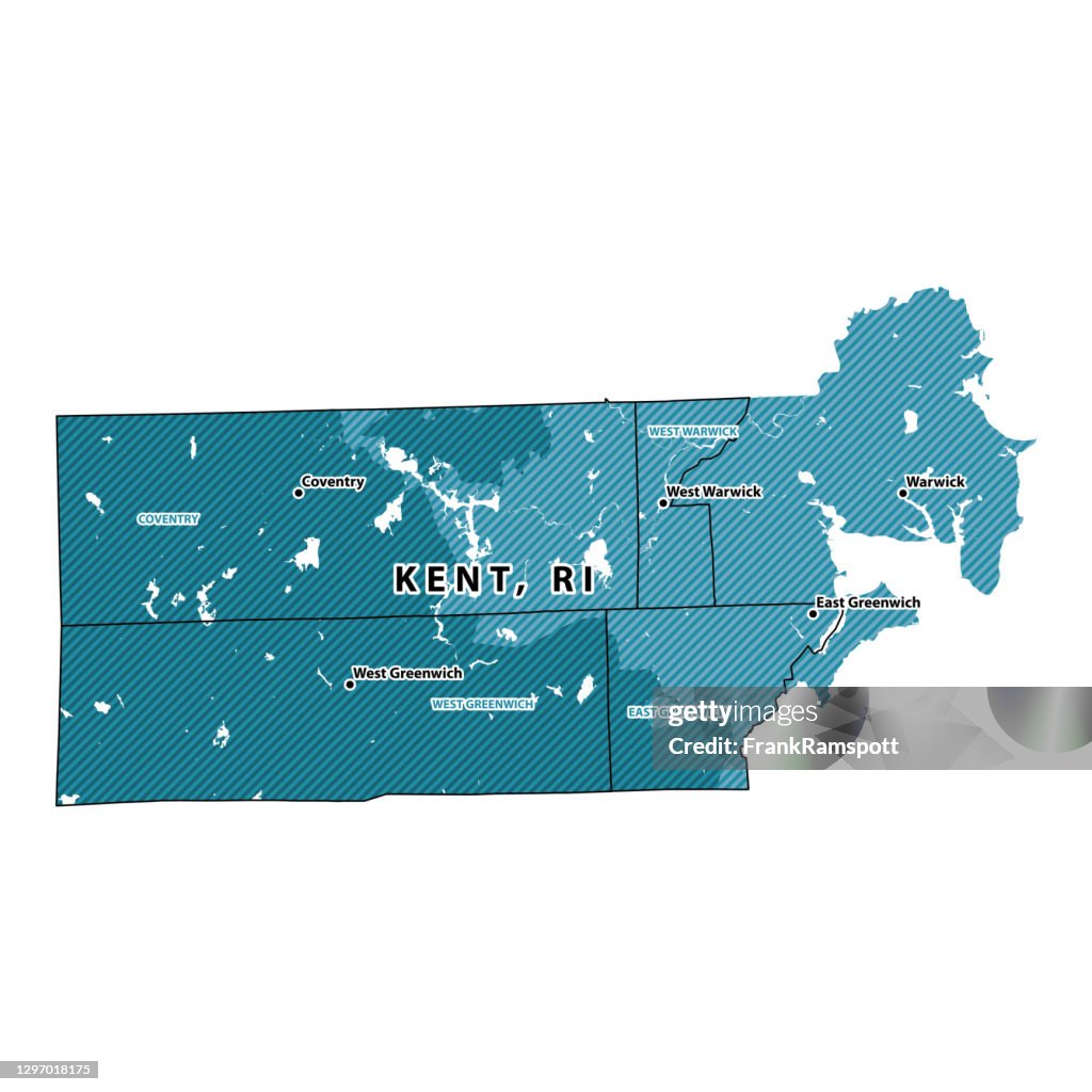 Mapa vectorial del condado de Rhode Island Kent
