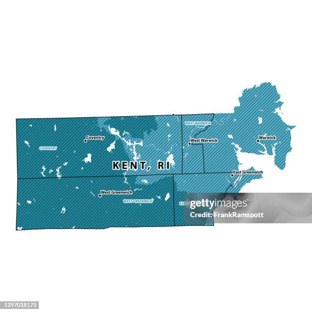rhode island kent county vector map - warwick rhode island stock illustrations