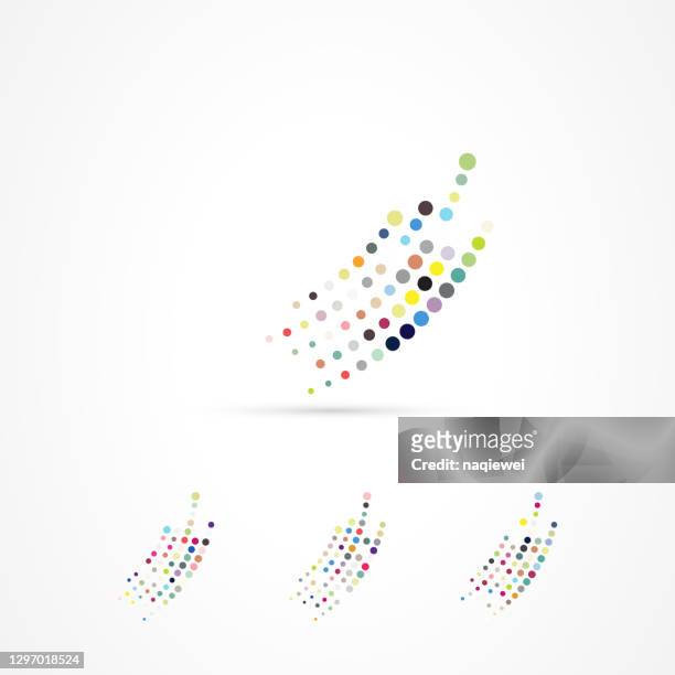 half tone dots flowing icon for design - wave logo stock illustrations