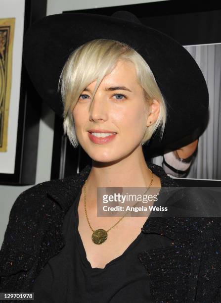 Model Agyness Deyn attends the Galvin Benjamin Salon Launch Event on October 19, 2011 in West Hollywood, California.