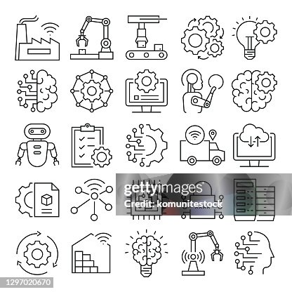 Industry 4.0 Related Vector Line Icons. Pixel Perfect Outline Symbol Industry 4.0 Related Vector Line Icons. Pixel Perfect Outline Symbol