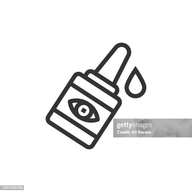 eye drop line icon - eye drop stock illustrations