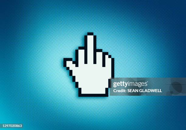 middle finger on screen - obscene gesture fotografías e imágenes de stock