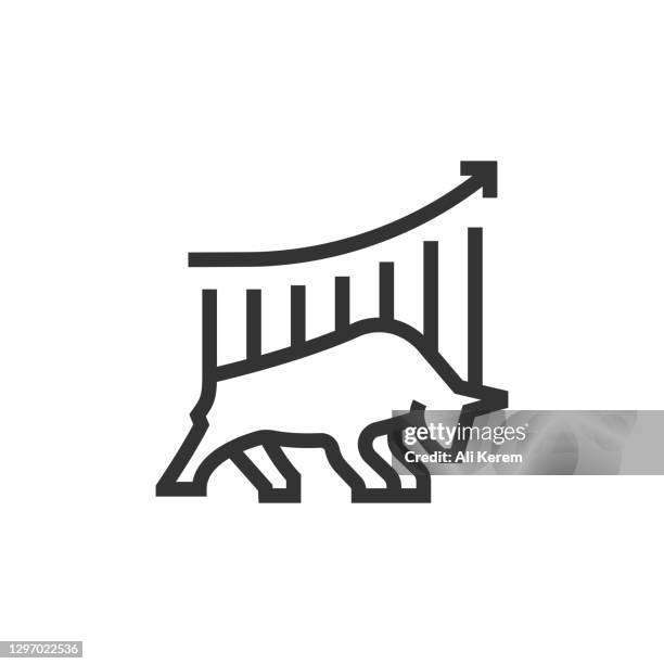 bull market line icon - bull market stock illustrations