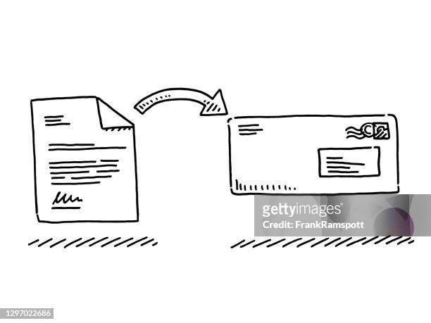 business letter envelope symbol drawing - kleurenverloop stock illustrations