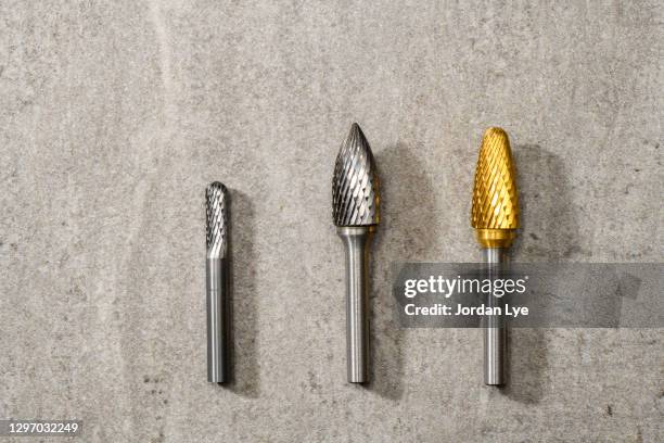 tungsten carbide rotary file burr - tungsten metal foto e immagini stock