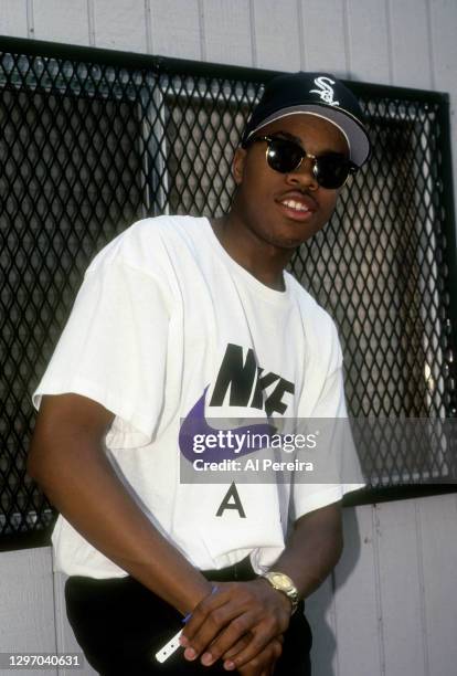 Rapper D-Nice appears backstage before KRS-One performs as the headliner at Central Park SummerStage at Rumsey Playfield on June 18, 1991 in New York...