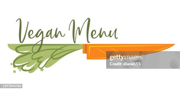 ilustraciones, imágenes clip art, dibujos animados e iconos de stock de elemento de diseño del menú vegano - restaurant logo