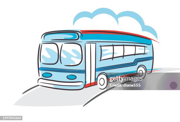 cute sketchy bus - cartoon bus images stock illustrations
