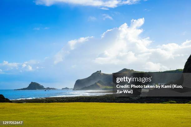 looking far to niutoushan in green island (lüdao township), taiwan - taiwan beach stock pictures, royalty-free photos & images