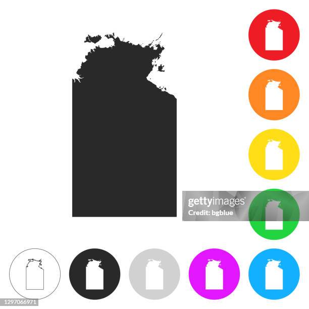 northern territory karte - flache symbole auf verschiedenen farbschaltflächen - northern territory stock-grafiken, -clipart, -cartoons und -symbole