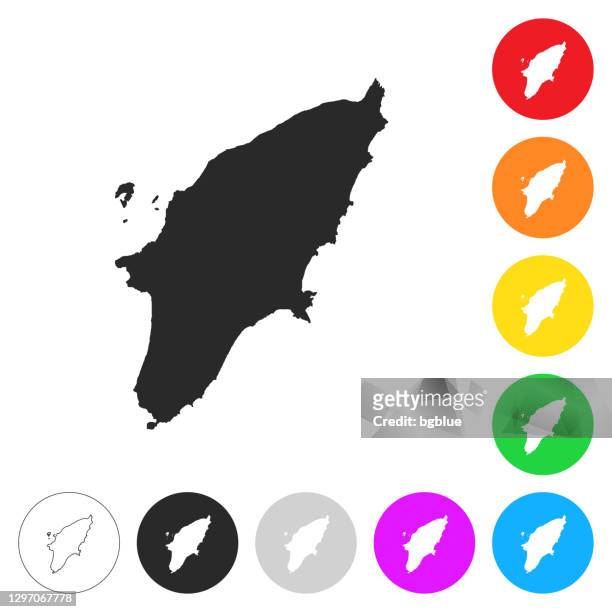 rhodes map - flat icons on different color buttons - rhodes,_new_south_wales stock illustrations
