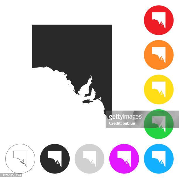 south australia map - flat icons on different color buttons - adelaide stock illustrations