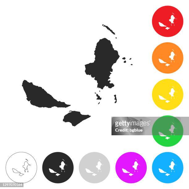 wallis and futuna map - flat icons on different color buttons - wallis and futuna islands stock illustrations