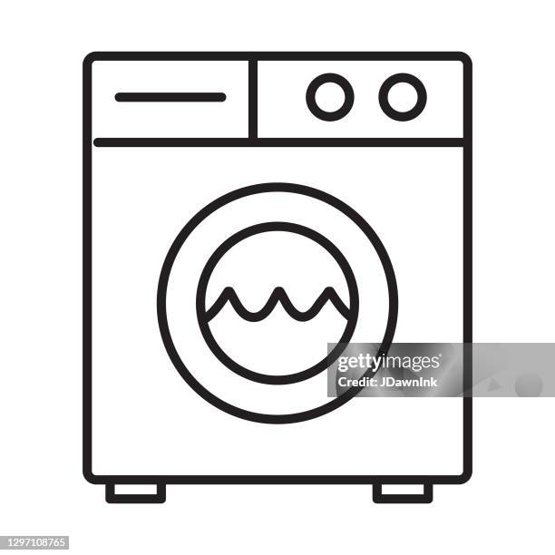 home efficiency washer appliance thin line icon set - editable stroke - saving water washing machine stock illustrations