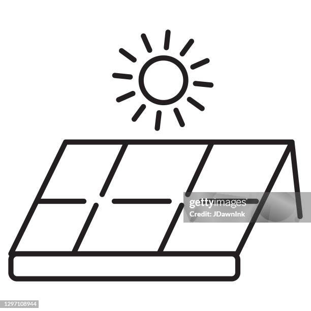 home efficiency solar panel thin line icon set - editable stroke - efficient building stock illustrations
