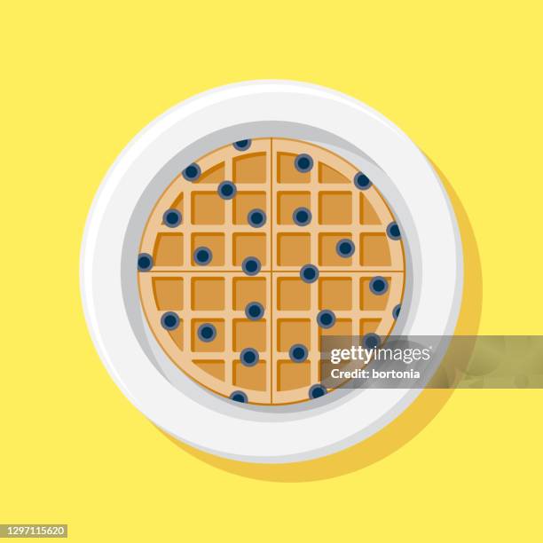 blueberry waffle overhead icon - waffle fries top down stock illustrations