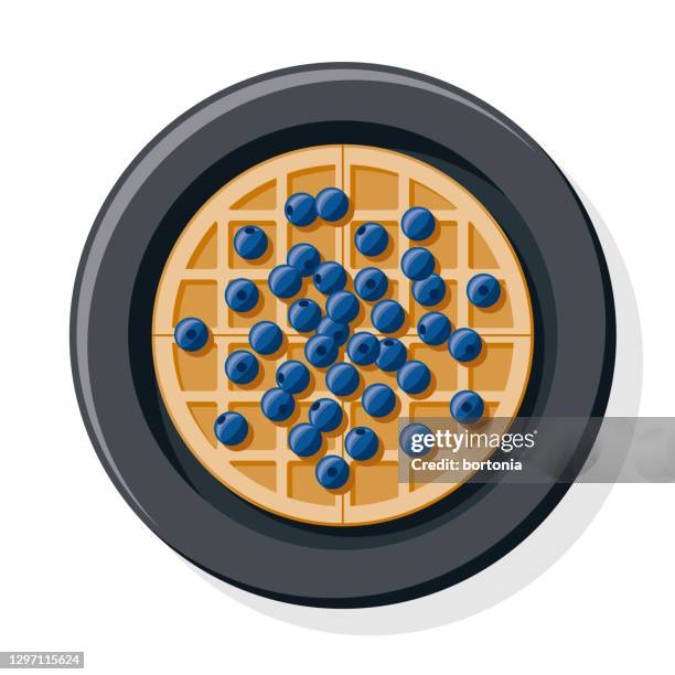blueberry waffle overhead icon - waffle fries top down stock illustrations