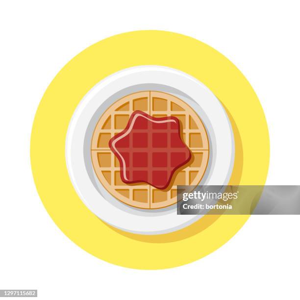 jam and waffle overhead icon - waffle fries top down stock illustrations
