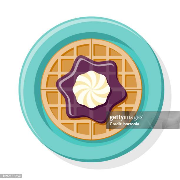 jam waffle overhead icon - waffle fries top down stock illustrations