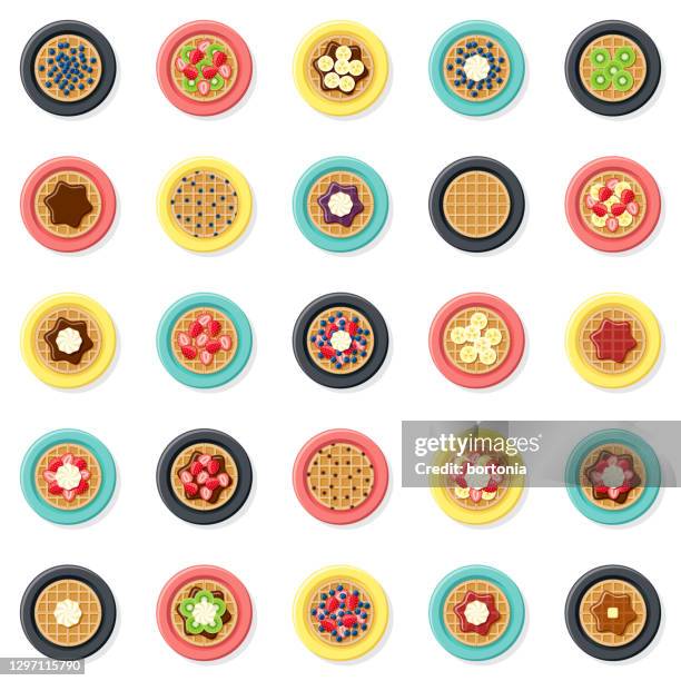 stockillustraties, clipart, cartoons en iconen met pictogram voorwafels voor de wafel - pannenkoeken