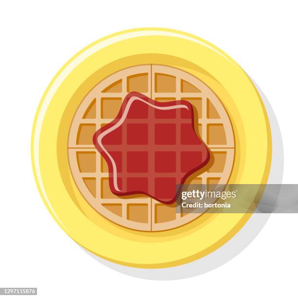 jam and waffle overhead icon - strawberry jam stock illustrations
