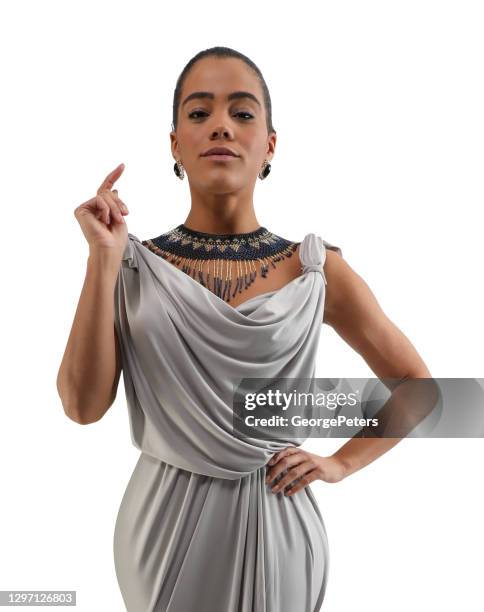 african american businesswoman with raised finger - bib necklace stock pictures, royalty-free photos & images