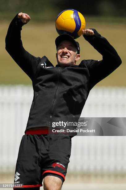 Renegades head coach Michael Klinger in action during the Melbourne Renegades training session at Junction Oval on January 19, 2021 in Melbourne,...