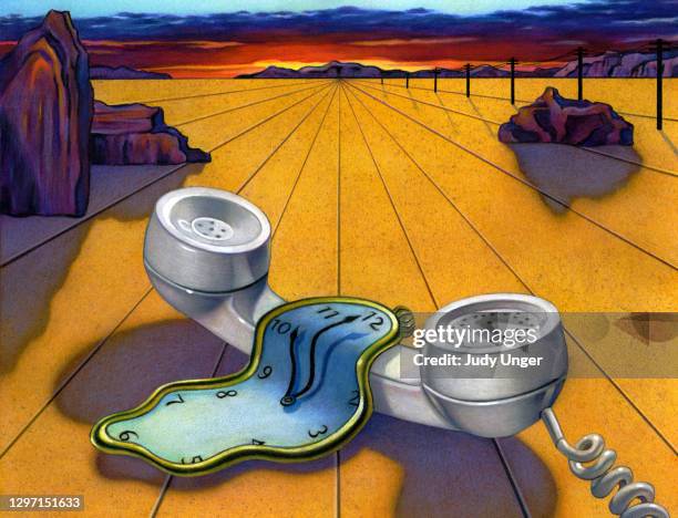 dali landscape - art clock stock illustrations