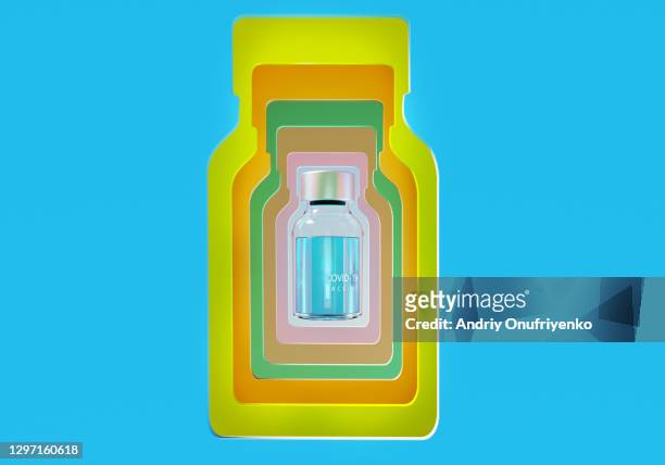 multilayered covid-19 vaccine bottle - sistema inmunologico fotografías e imágenes de stock