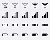 Phone bar status Icons, battery Icon, wifi signal strength.